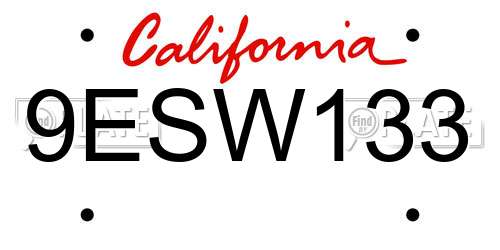 9ESW133 California License Plate