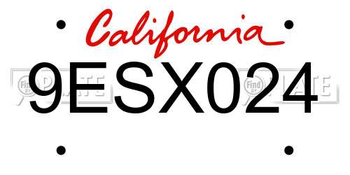 9ESX024 California License Plate