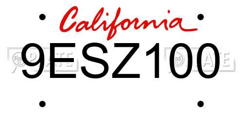 9ESZ100 California License Plate