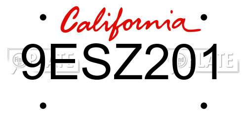 9ESZ201 California License Plate