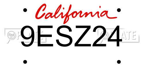 9ESZ24 California License Plate