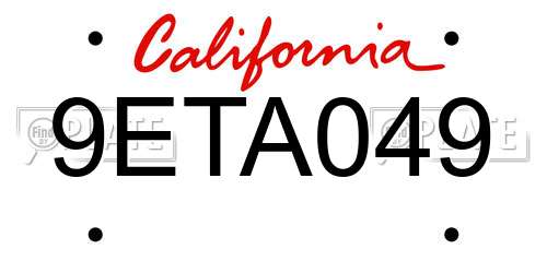 9ETA049 California License Plate