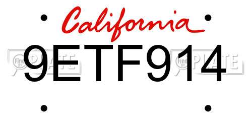 9ETF914 California License Plate
