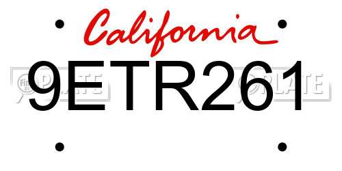 9ETR261 California License Plate