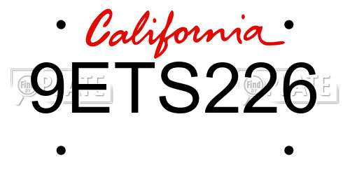 9ETS226 California License Plate