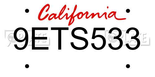 9ETS533 California License Plate