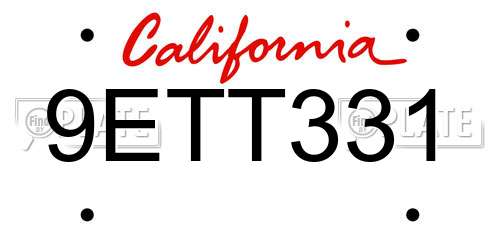 9ETT331 California License Plate