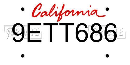 9ETT686 California License Plate