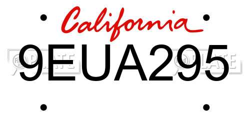 9EUA295 California License Plate