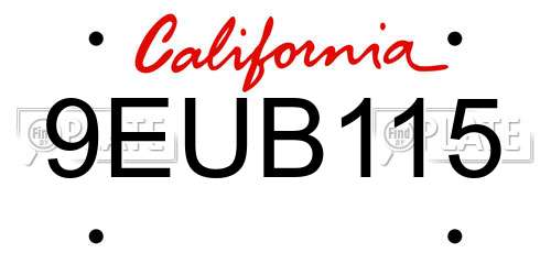 9EUB115 California License Plate