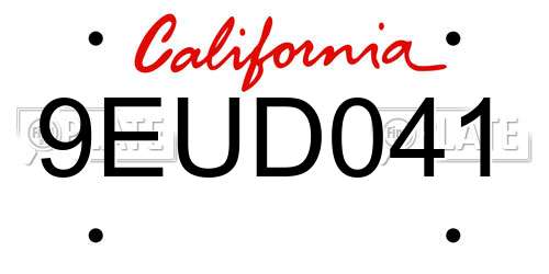 9EUD041 California License Plate