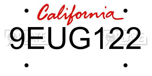 9EUG122 California License Plate