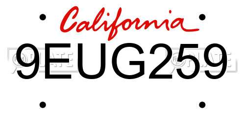 9EUG259 California License Plate