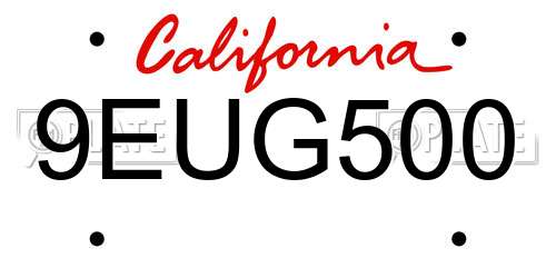 9EUG500 California License Plate