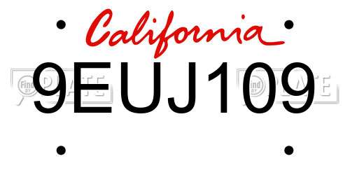 9EUJ109 California License Plate