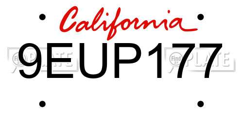 9EUP177 California License Plate