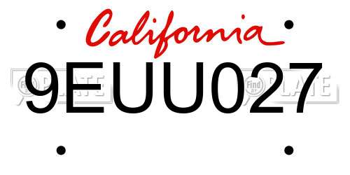 9EUU027 California License Plate