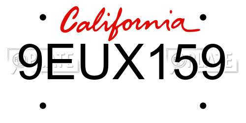 9EUX159 California License Plate