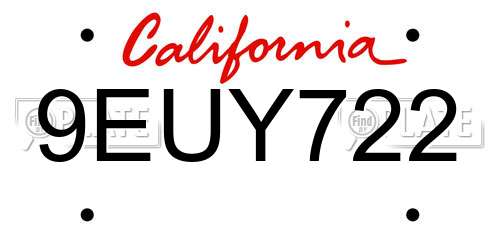 9EUY722 California License Plate