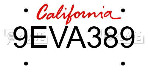 9EVA389 California License Plate