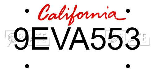 9EVA553 California License Plate