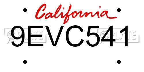 9EVC541 California License Plate
