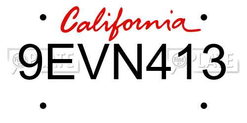 9EVN413 California License Plate