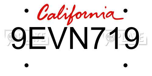 9EVN719 California License Plate