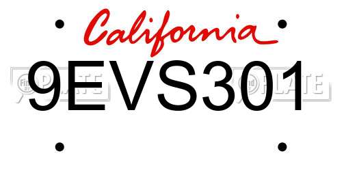 9EVS301 California License Plate