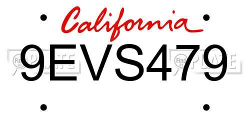 9EVS479 California License Plate
