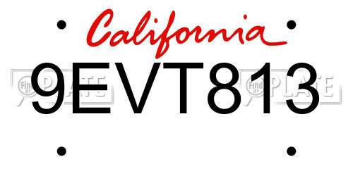 9EVT813 California License Plate