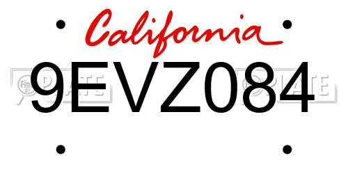 9EVZ084 California License Plate