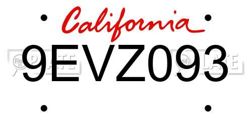 9EVZ093 California License Plate