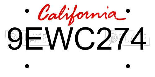 9EWC274 California License Plate