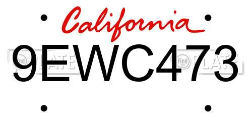 9EWC473 California License Plate