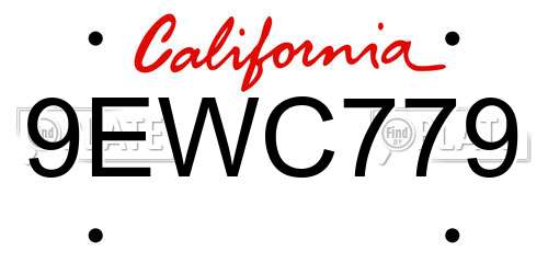 9EWC779 California License Plate