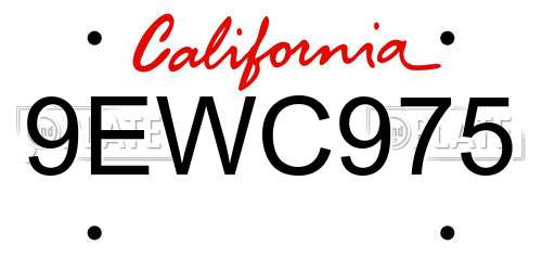 9EWC975 California License Plate