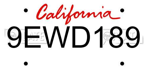 9EWD189 California License Plate
