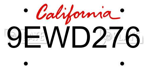 9EWD276 California License Plate
