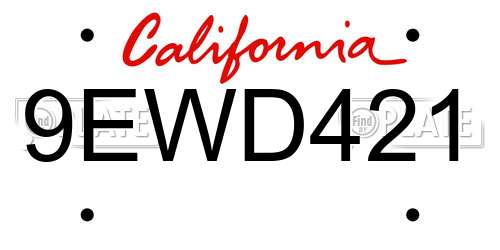 9EWD421 California License Plate