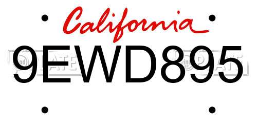 9EWD895 California License Plate