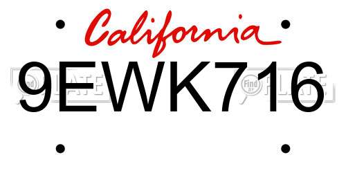 9EWK716 California License Plate