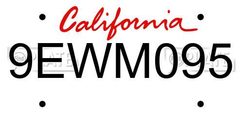 9EWM095 California License Plate