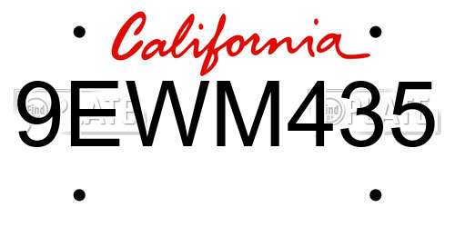 9EWM435 California License Plate