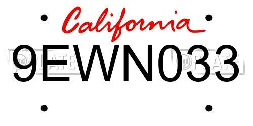 9EWN033 California License Plate