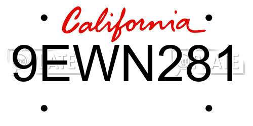 9EWN281 California License Plate