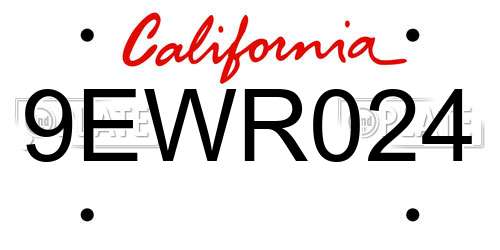 9EWR024 California License Plate