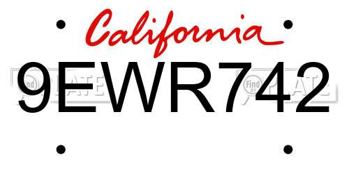 9EWR742 California License Plate