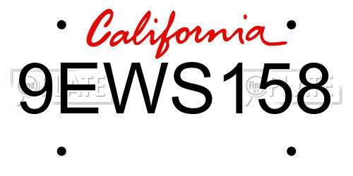 9EWS158 California License Plate