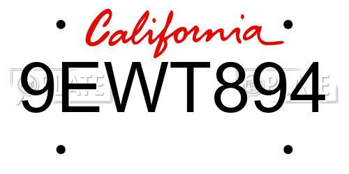 9EWT894 California License Plate